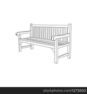 vector image of street bench in outlines