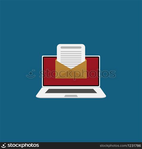 Vector image of the notebook with the opening of emails