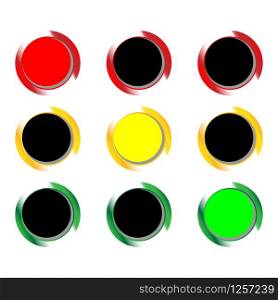 vector image of traffic light on with different stages on a white background