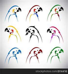 Vector images of group parrot on a white background.