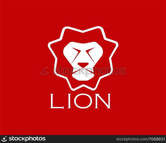 Vector images of lion head design on red background.