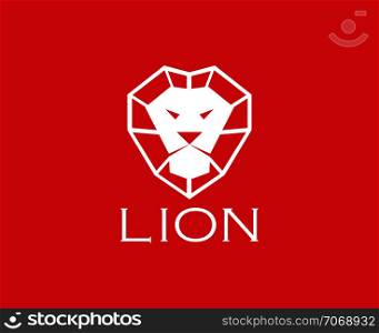Vector images of lion head design on red background.