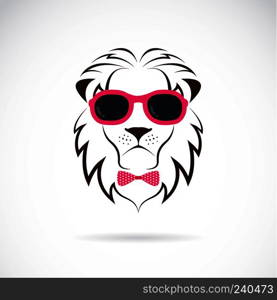 Vector images of lion wearing sunglasses on white background.