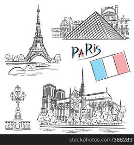 vector images of Paris landmarks and architecture