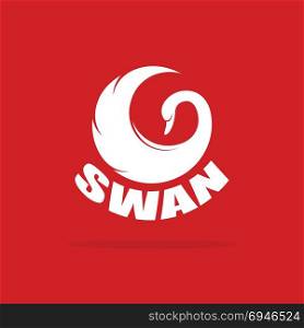 Vector images of swan design on red background.