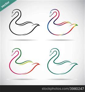 Vector images of swan on a white background.