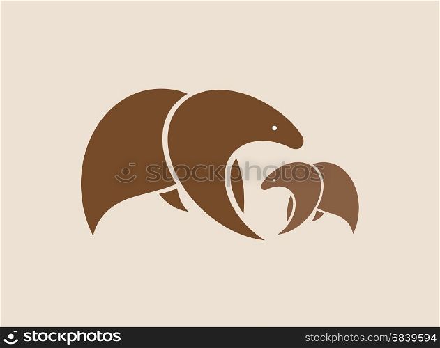 Vector images of two brown bears.