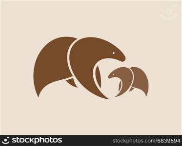 Vector images of two brown bears.