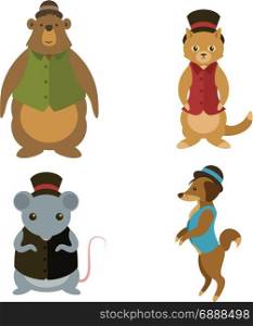 Vector imags od collection of animals with hats
