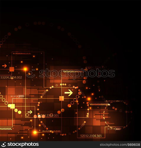 Vector in technology concept on a dark orange background.