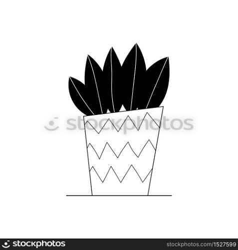 Vector indoor plants. Potted flower. Stylized home plants. Home decor and interior. Succulents, monstera, cacti. Illustration isolated on white background.