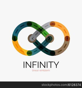 Vector infinity logo, flat geometric colorful design of lines