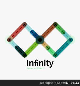 Vector infinity logo, flat geometric colorful design of lines