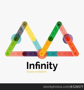 Vector infinity logo, flat geometric colorful design of lines