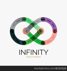 Vector infinity logo, flat geometric colorful design of lines