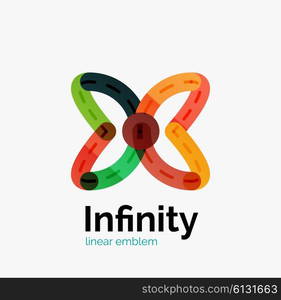 Vector infinity logo, flat geometric colorful design of lines