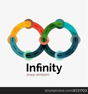 Vector infinity logo, flat geometric colorful design of lines