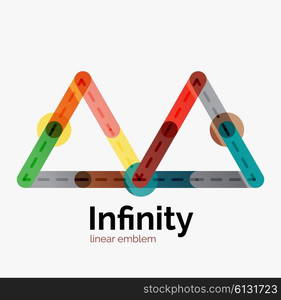 Vector infinity logo, flat geometric colorful design of lines