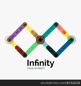 Vector infinity logo, flat geometric colorful design of lines