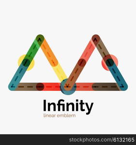 Vector infinity logo, flat geometric colorful design of lines