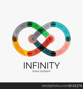 Vector infinity logo, flat geometric colorful design of lines