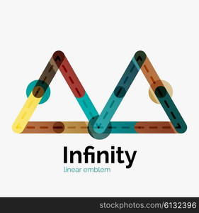 Vector infinity logo, flat geometric colorful design of lines