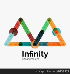 Vector infinity logo, flat geometric colorful design of lines