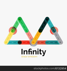 Vector infinity logo, flat geometric colorful design of lines