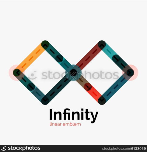 Vector infinity logo, flat geometric colorful design of lines