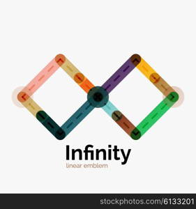 Vector infinity logo, flat geometric colorful design of lines