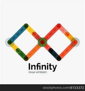 Vector infinity logo, flat geometric colorful design of lines