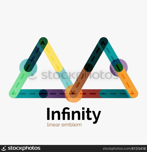 Vector infinity logo, flat geometric colorful design of lines