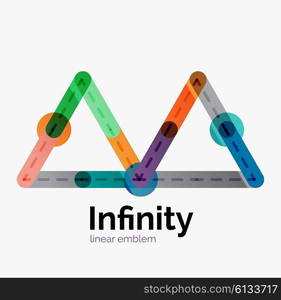 Vector infinity logo, flat geometric colorful design of lines