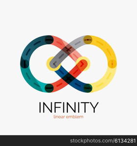 Vector infinity logo, flat geometric colorful design of lines