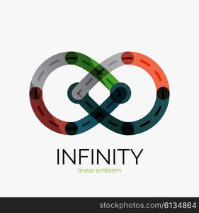 Vector infinity logo, flat geometric colorful design of lines