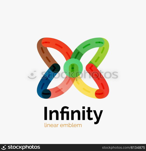 Vector infinity logo, flat geometric colorful design of lines