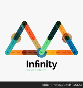 Vector infinity logo, flat geometric colorful design of lines