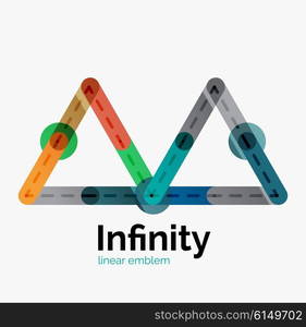 Vector infinity logo, flat geometric colorful design of lines