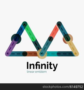 Vector infinity logo, flat geometric colorful design of lines