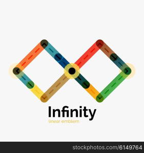 Vector infinity logo, flat geometric colorful design of lines