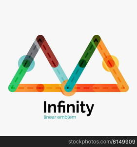 Vector infinity logo, flat geometric colorful design of lines