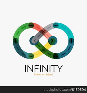 Vector infinity logo, flat geometric colorful design of lines