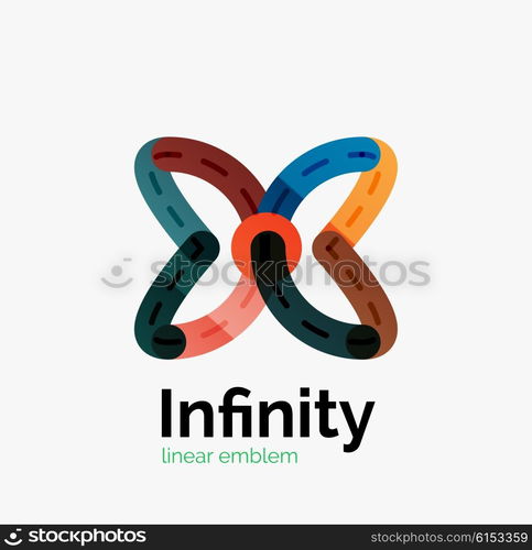 Vector infinity logo, flat geometric colorful design of lines