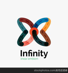 Vector infinity logo, flat geometric colorful design of lines