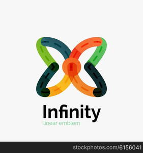 Vector infinity logo, flat geometric colorful design of lines