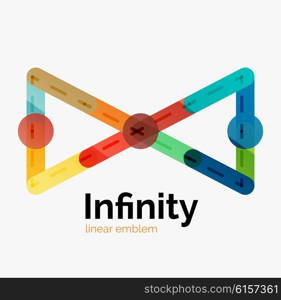 Vector infinity logo, flat geometric colorful design of lines