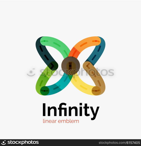 Vector infinity logo, flat geometric colorful design of lines