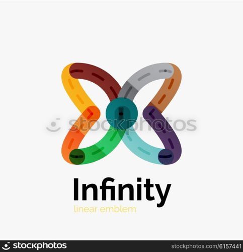 Vector infinity logo, flat geometric colorful design of lines