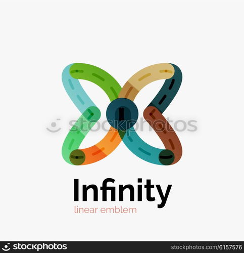 Vector infinity logo, flat geometric colorful design of lines