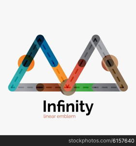 Vector infinity logo, flat geometric colorful design of lines